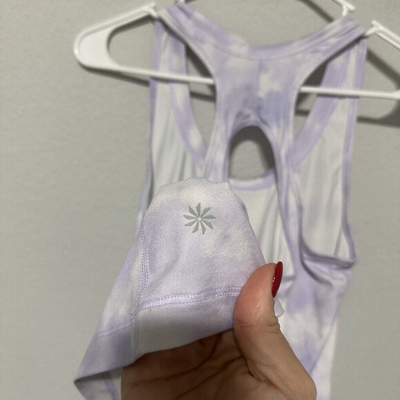 Athleta Nitro Tank Top Purple Tie Die Keyhole Back Soft Anti-Odor Size XS - Picture 4 of 6